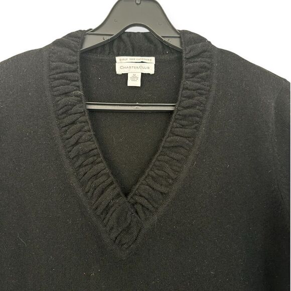 Charter Club 2-Ply 100% Cashmere V-Neck Sweater Size Medium - Picture 2 of 5